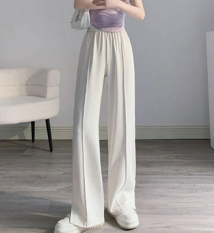 Calça Granphina™ Cós Alto Super Soltinha em Seda Gelo Calça Granphina MRL-123 Miralleve