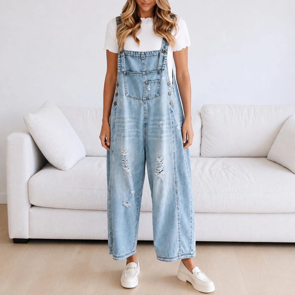 Macacão Janiele com Denim Vintage e Corte Amplo