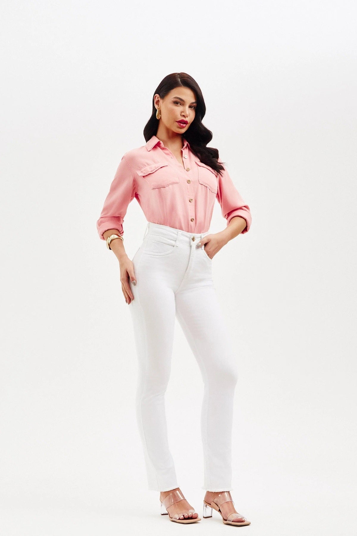 Calça Jeans Modeladora Milagrosa Reta Cós Alto Calça Jeans MRL-126 Miralleve 