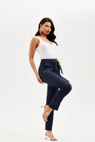Calça Jeans de Rica Tecnológica Reta Cós Super Alto Calça Jeans MRL-120 Miralleve 