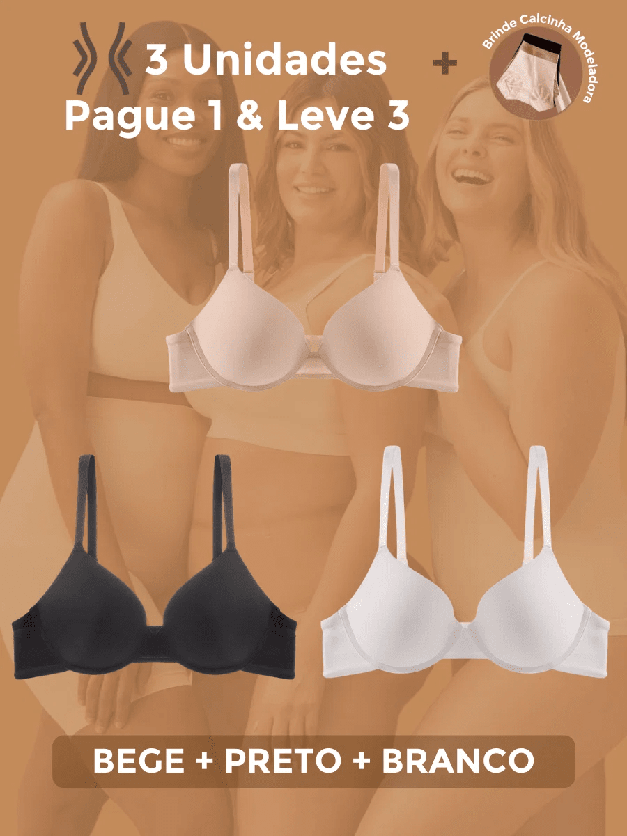 Sutiã de Sustentação Allure -[Pague 1 & Leve 3] + Brinde Calcinha Modeladora Sutiã Sustentação MRL-025 Miralleve 
